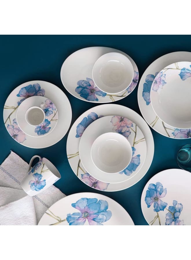 Rosa By Fathy Mahmoud Dinner Set 46 Piece Blue Flower Coup Decorated - Image 1